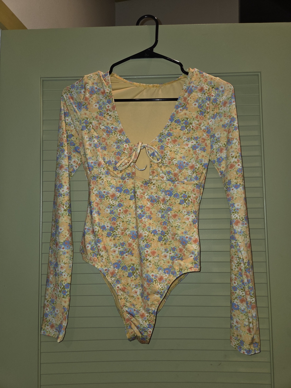 Billabong Yellow Floral Long-Sleeve One-Piece Swimsuit